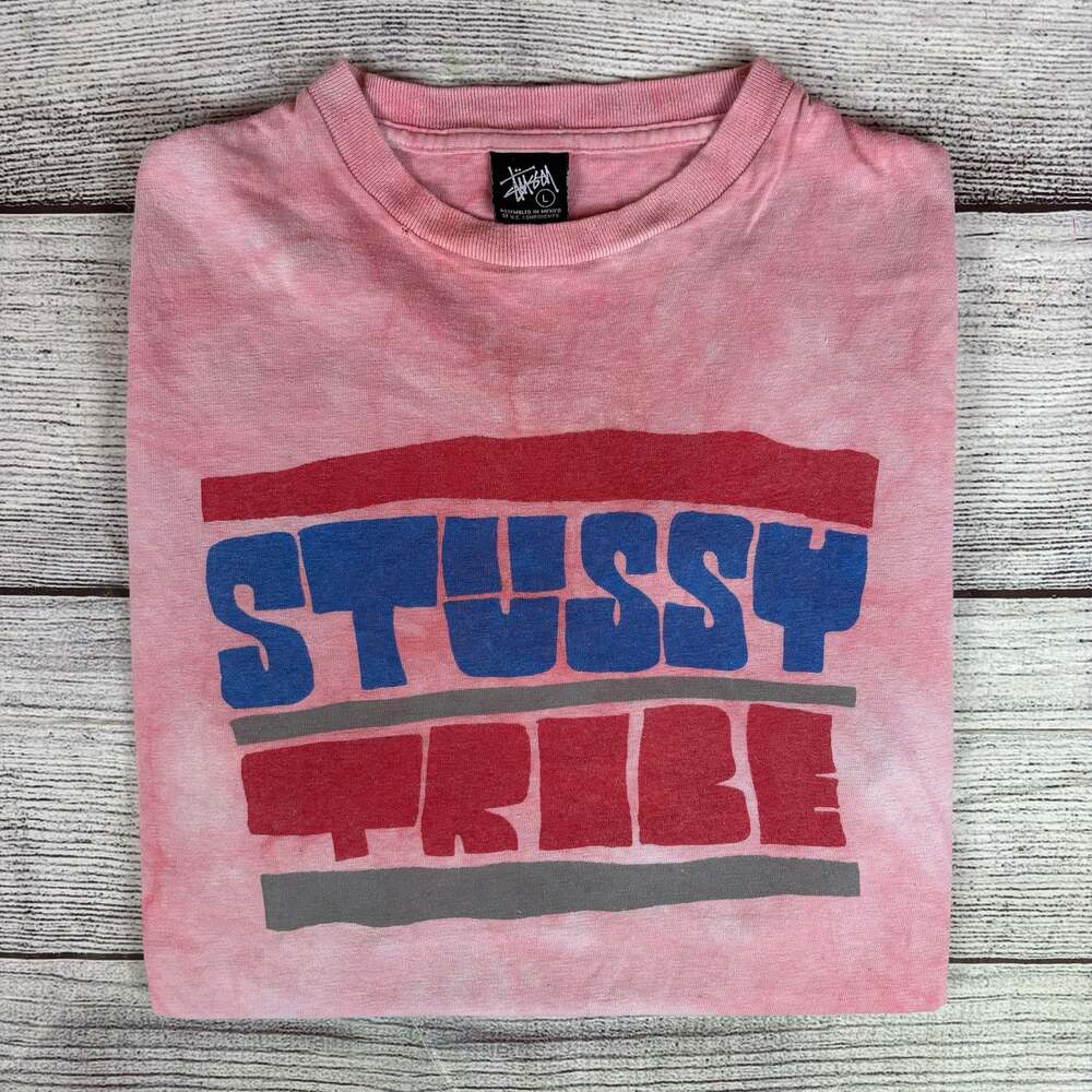 Y2k Stussy Worldwide Tribe Pink Tie Dye T-shirt